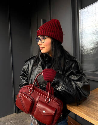 Шапка марсала в стиле Хром Хартс