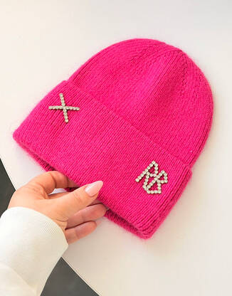 Рожева жіноча тепла шапка RB стрази