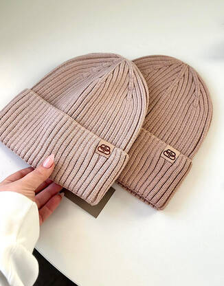 Шапка женская темно/светло бежевая BB