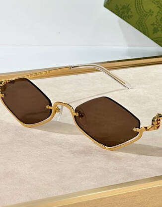 Очки ромбы солнцезащитные коричневые с золотом Gu