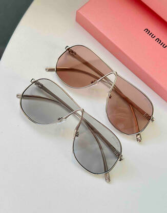 Очки маска серые/бежевые полупрозрачные Miu