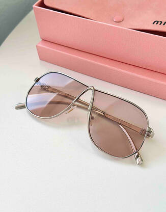 Очки маска бежевые полупрозрачные Miu бежевые Miu