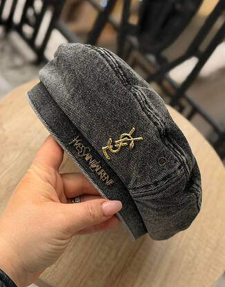 Берет жіночий сірий/денім в стилі YSL