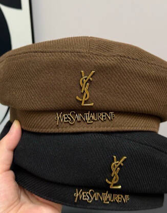 Берет жіночий чорний/коричневий в стилі YSL